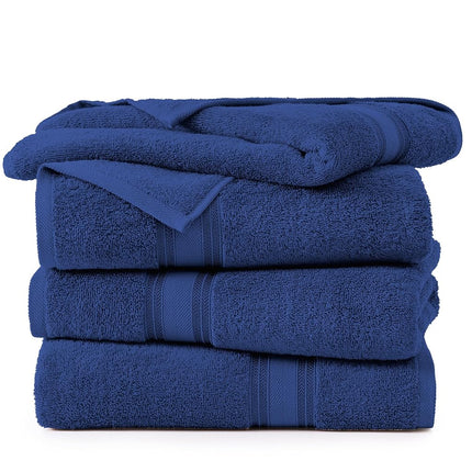 LANE LINEN 100% Cotton 4 Pack Bath Sheets Set (35"x66") - Zero Twist Cotton Extra Large Bath Towels Set - Quick Dry, Soft & Absorbent Oversized Towel Sets - Dorm Essentials for Boys - Navy Blue