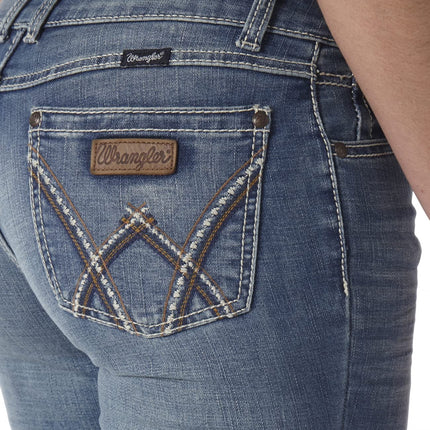 Wrangler Women's Retro Mae Mid Rise Stretch Boot Cut Jean, Deadwood, 7W x 34L