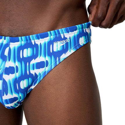 Speedo Men's Swimsuit Brief Comfort Waistband, Mini Chain Link Deep Sapphire, 38