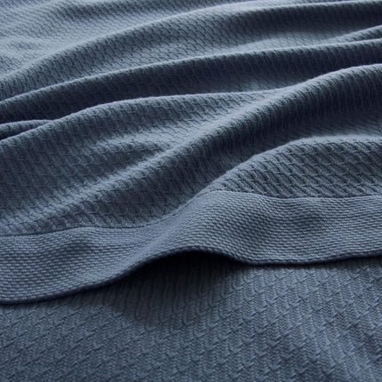 Madison Park 100% Egyptian Cotton Lightweight Summer Blanket, Breathable Waffle Knit Design, Soft Cozy All-Season Throw for Bed, Couch or Sofa, Blue King Size (108"x90")