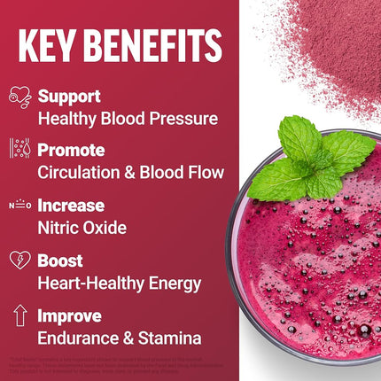 Force Factor Total Beets Drink Mix Superfood Powder with Nitrates to Support Circulation, Blood Flow, Nitric Oxide, Energy, Endurance, and Stamina, Cardiovascular Heart Health Supplement, 30 Servings