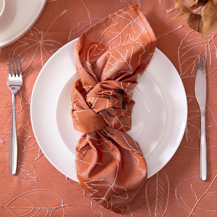 Laura Ashley Napkins Raised Woven Embroidered Jacquard Fabric, Wrinkle Resistant for Dining, Holiday, Party, Wedding or Banquet, Set of 6 Napkins, Maple Spice