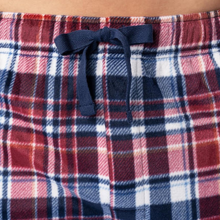 Pantalón de pijama IZOD de forro polar microsuede para hombre, a cuadros rojos, XXL