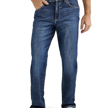 Wrangler Men's Free-to-Stretch Relaxed Fit Jean, Dark Indigo, 38W x 32L