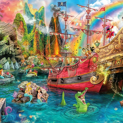 Ceaco - Sapphire Select - Disney - Peter Pan Mermaid Lagoon - Puzzle de 1000 pièces - Stimulant et amusant - Planche de puzzle à dos bleu - Boîte cadeau - Affiche grandeur nature incluse