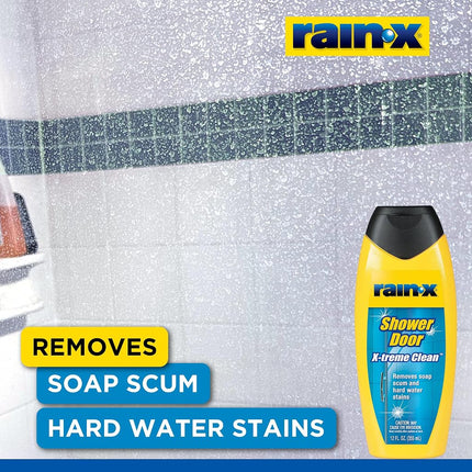 Rain-X 630544 X-Treme Clean Shower Door Cleaner, 12 Fl. Oz, Formulated To Glass Doors - Removes Soap Scum, Dirt, Hard Water Build-up, Calcium, Lime & Rust Stains (Pack of 2)