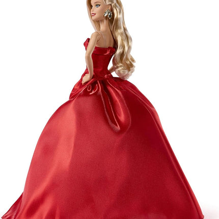Barbie Signature Doll, 2026 Holiday Barbie Blonde Fashion Doll Wearing Red Gown with Bow, Seasonal Collector Doll in Displayable Packaging & Doll Stand