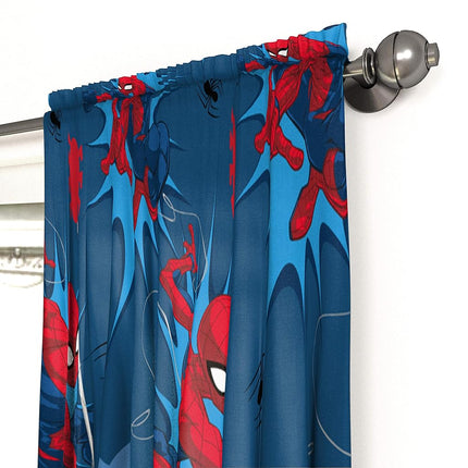 Marvel Spiderman Spidey Daze 63" Inch Drapes - Beautiful Room Décor & Easy Set Up, Bedding - Curtains Include 2 Tiebacks, 4 Piece Set (Official Marvel Product)