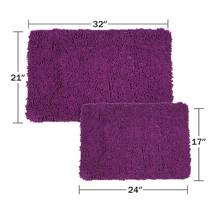Bedford Home 2-Piece Memory Foam Shag Bath Mat-Purple