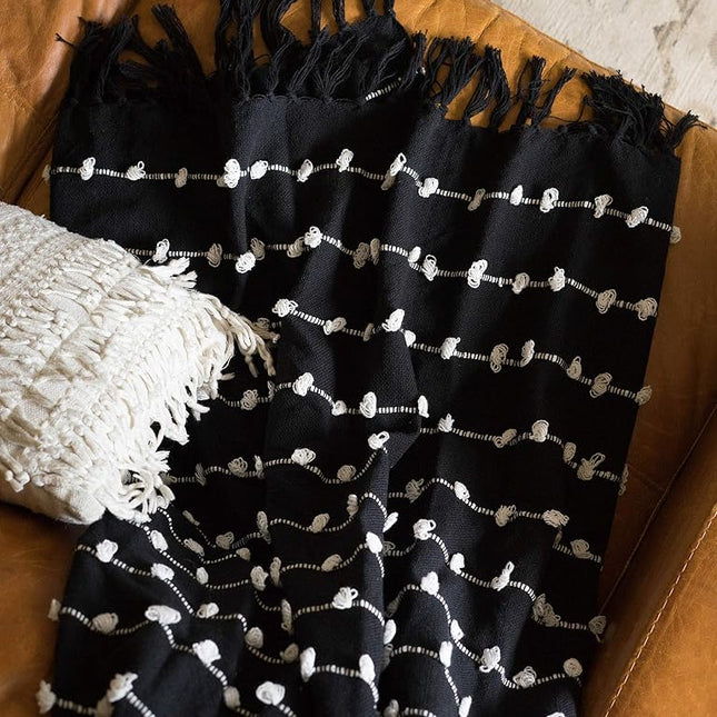 DII Woven Loop Throw Collection, 50x60, Black