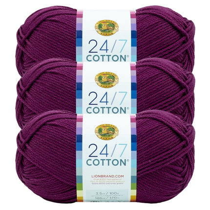 Lion Brand 24/7 Cotton Yarn, Yarn for Knitting, Cr