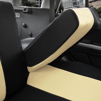 FH Group Back Seat Cloth Car Seat Covers - Universal Fit Rear Seat Covers for Cars with Rear Split Bench, Car Interior Accessories for SUV, Sedan, Van, Beige
