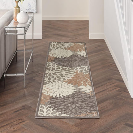 Nourison Aloha ALH05 Indoor/Outdoor Floral Natural 2'3" x 10' Area Rug (10' Runner), 2'3"X10',
