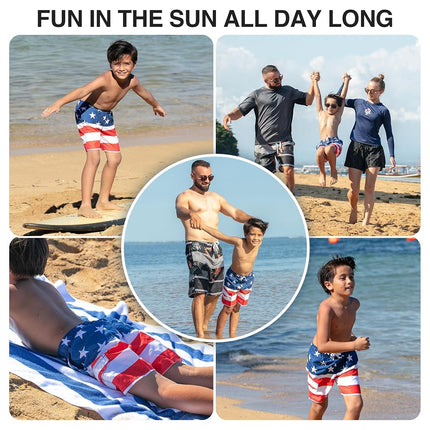 Kanu Surf Short de bain Echo Quick Dry UPF 50+ pour garçons, Flag Ii R/W/B, 3T
