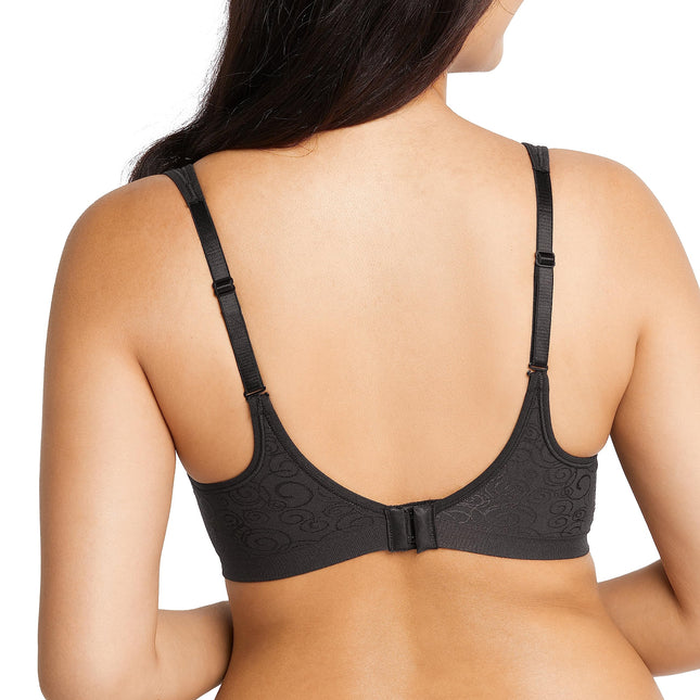 Soutien-gorge couvrant Bali Comfort Revolution pour femme, motif tourbillon noir, 34DD