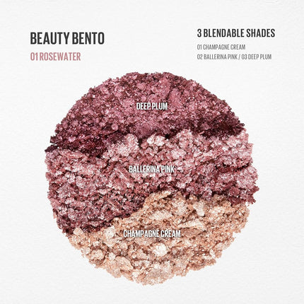 Kaja Beauty Bento Bouncy Eyeshadow Trio - Plum Rosy (01 Rosewater)