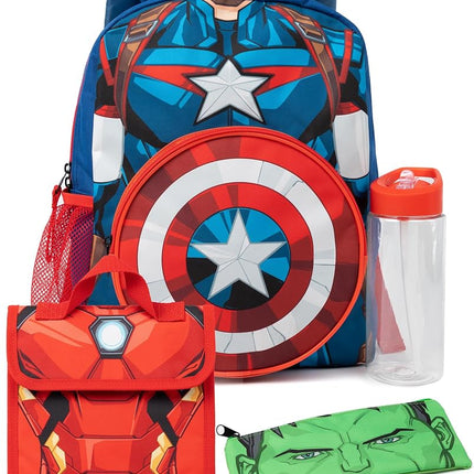 Marvel Boys Backpack Set | Kids 4 Piece Blue Rucks