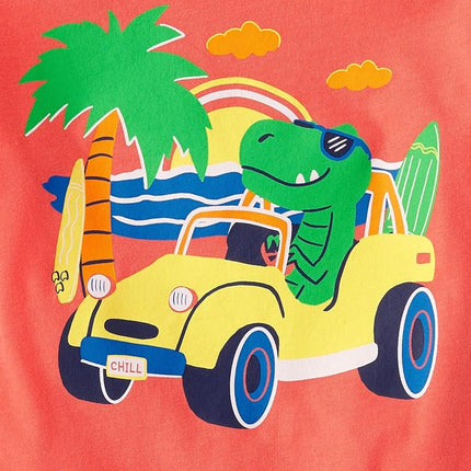 The Children's Place T-shirts graphiques à manches courtes assortis pour bébés et tout-petits garçons, lot multiple, Monster Truck/Requin/Lunettes de soleil/Sable, 3T