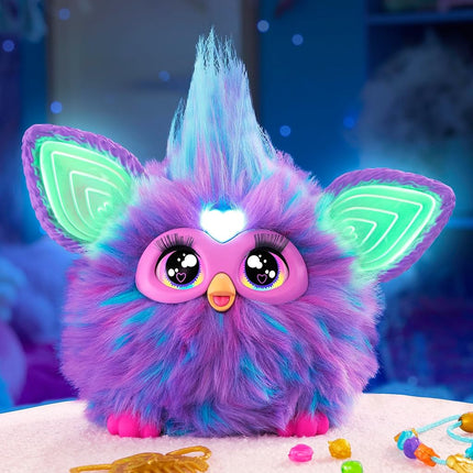 Furby Electronic Plush Toy with Sounds for Kids, Plush Toys, Interactive Talking Furby Collectible, 15 cm/6 inch, Soft to the Touch, Purple