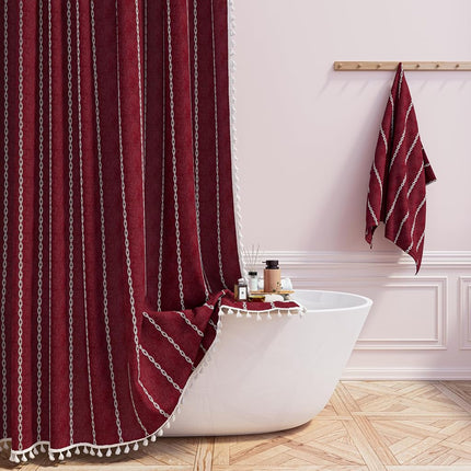 BTTN 54x78 Boho Farmhouse Linen Heavy Duty Shower 