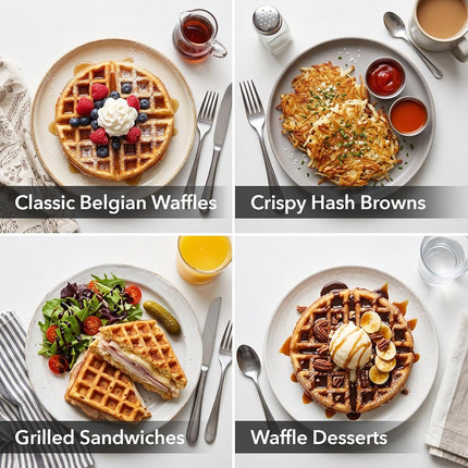 Ovente Electric Waffle Maker 1000W Power with Nonstick Plates and 180 Rotating Flip Function, Perfect for Cooking Belgian Waffles and Breakfast, Portable and Compact Design, Black WMF1440BR