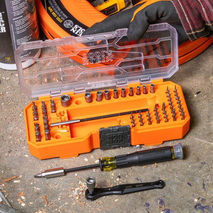Klein Tools 80177 Juego de destornilladores de trinquete MODbox con adaptador de estuche MODbox, accesorio de riel lateral del sistema modular de herramientas, 65 piezas