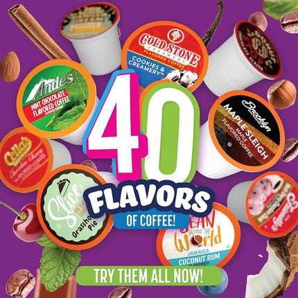 Two Rivers Flavored Sampler Pack Single Cup Coffee for Keurig K-Cup Brewers, 40 Count