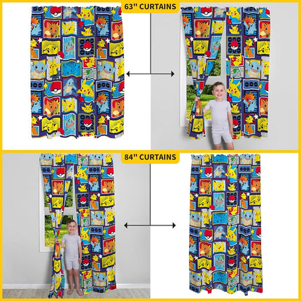 Franco Kids Room Window Curtains Drapes Set, 82 x 63 in, Pokemon