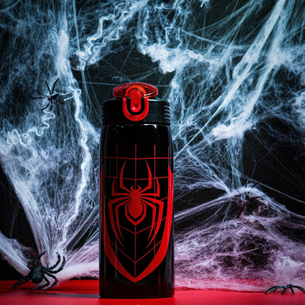 Botella de agua Zak Designs Marvel Spider-Man para viajes y el hogar, acero inoxidable con aislamiento al vacío de 539 ml con tapa de boquilla de cierre, asa de transporte incorporada, diseño a prueba de fugas (Miles Morales)