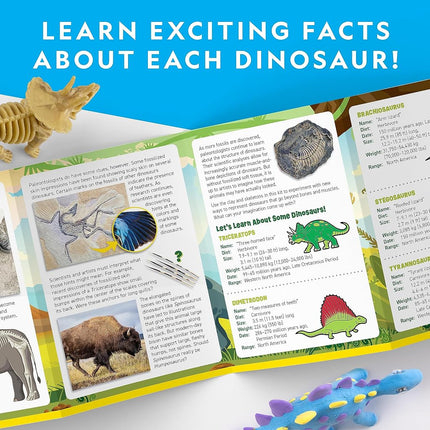 NATIONAL GEOGRAPHIC Clay Dinosaur Craft Kit – Dinosaur Arts & Crafts for Kids with 5 Colors of Air Dry Clay, 5 Dino Skeletons, Googly Eyes, Sculpting Tool, STEM Activity for Boys & Girls