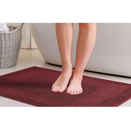 Juego de 2 alfombras de baño superiores, 100% algodón peinado de fibra larga de primera calidad, color borgoña