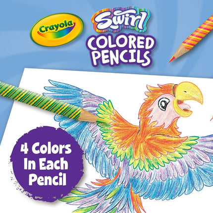 CRAYOLA Swirl Colouring Pencils - Assorted Colours (Pack of 12) | Magical Swirl Effect Will Draw 4 Colours Per Pencil |Ideal for Kids Ages 3+