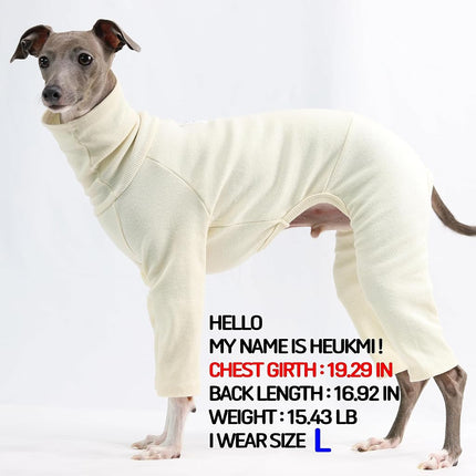 D Doggy Star Italian Greyhound Clothes Stretchable Onesie Whippet for Dog (XL,Ribbed Ivory)