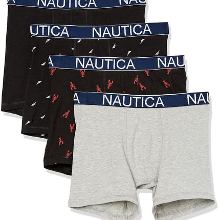 Nautica Men's Cotton Stretch 4 Pack Boxer Briefs, 