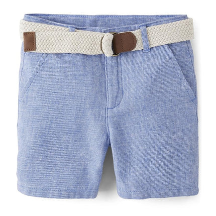Gymboree Boys' and Toddler Belted Twill Chino Shorts, Boy That's Blue, 2T