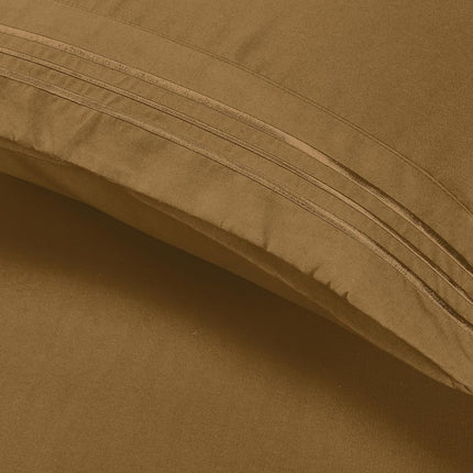 Elegant Comfort Luxury Ultra-Soft 2-Piece Pillowcase Set - 1500 Premium Hotel Quality Microfiber Double Brushed - Wrinkle Resistant, Standard/Queen, Mocha Chocolate