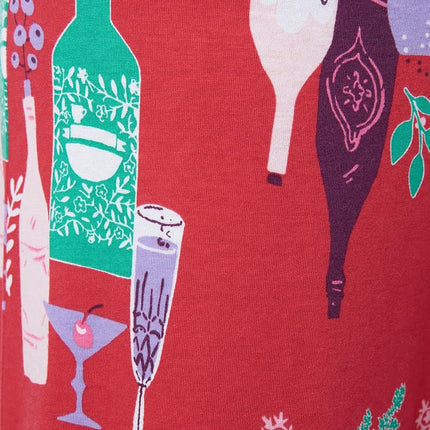 HUE Printed Knit Pajama Bottom Women's Pyjama, Barbados Cherry Winter Cocktails Sleep Pant, L