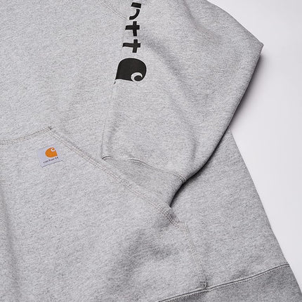 Carhartt Men's Midweight Sleeve Logo Hooded Sweatshirt (Regular and Big & Tall Sizes), Heather Gray/Black, 3X-Large/Tall