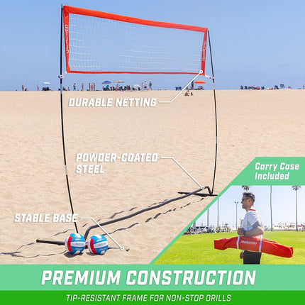 GoSports 12 ft Freestanding Volleyball Training Net for Indoor or Outdoor Use, Instant Setup and Height Adjustable