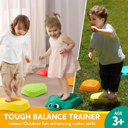 JOYIN Balance Stepping Stones for Kids, 5 Durable Non-Slip Stones, Promoting Toddler Balance Skills & Sensory Integration, Learning & Education Toys, Indoor & Outdoor Play Toys for Obstacle Course