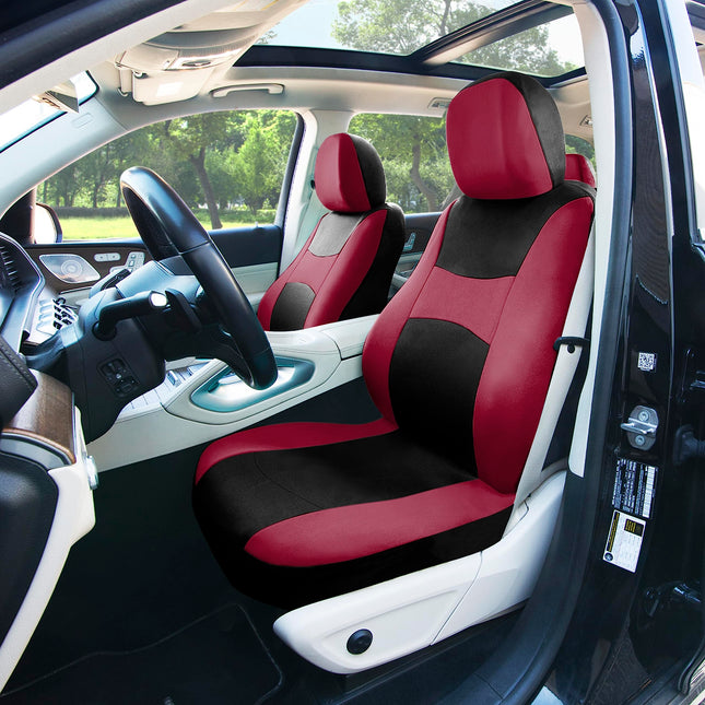 FH Group Fundas de asiento de automóvil, borgoña, ajuste universal, para asientos tipo cubo y banco, se adapta a la mayoría de automóviles, SUV y camionetas (juego completo compatible con bolsas de aire y banco dividido) FB030BURGUNDY115-SEAT