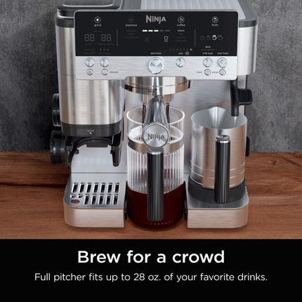 Jarra compartible Ninja Luxe Café de 28 oz, para espresso y café, jarra de vidrio, para bebidas frías o calientes, accesorios para máquina de espresso, XSKSHRBLEPTCHR