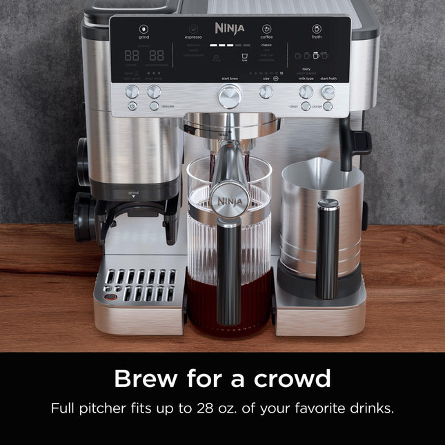 Jarra compartible Ninja Luxe Café de 28 oz, para espresso y café, jarra de vidrio, para bebidas frías o calientes, accesorios para máquina de espresso, XSKSHRBLEPTCHR