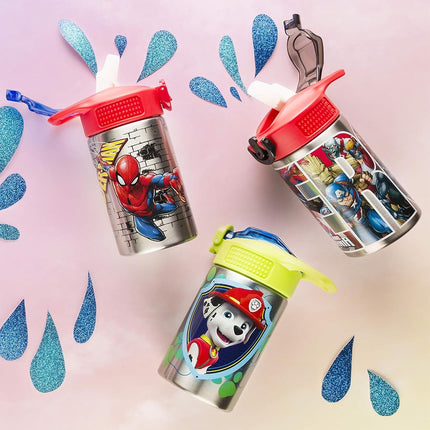 Zak Designs Marvel Comics Spider-Man Stainless Steel Water Bottle, 1 Count (Pack of 1), Spiderman SS