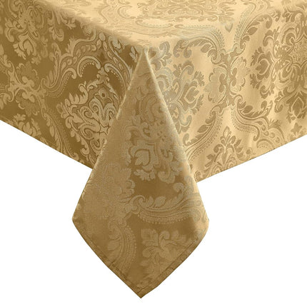 Elrene Damask Tablecloth, Polyester, Gold, 84" x 60" (Oval)