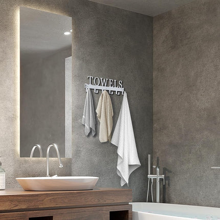 Over The Door Hooks, Towel Rack for Bathroom, Door Mount Towel Hooks Bath Towel Hanger for Bedroom Kitchen Pool Beach Towels Bathrobe Wall Mount Towel Holder for Bathrooms (6 Hooks, Silver Grey)