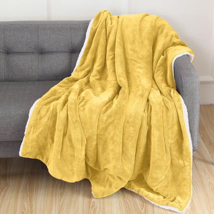 Elegant Comfort Reversible, Solid Sherpa Throw Bla