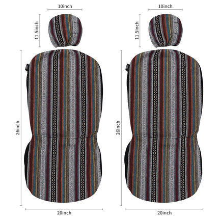 VarCozy Baja Saddle Blanket Seat Covers, Front Seat Covers for Sedan, SUV, Truck, Universal Stripe Colorful Woven Automotive Seat Cover, Breathable, Washable, Airbag Compatible
