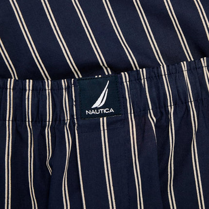 Nautica Men's Classic Cotton 3-Pack Woven Boxers, Stripes Blue and White 3 Pack, XL