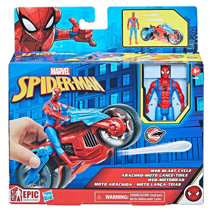 Spider-Man Marvel Web Blast Cycle Toy Set with 10-cm Action Figure and 2 Web Projectiles